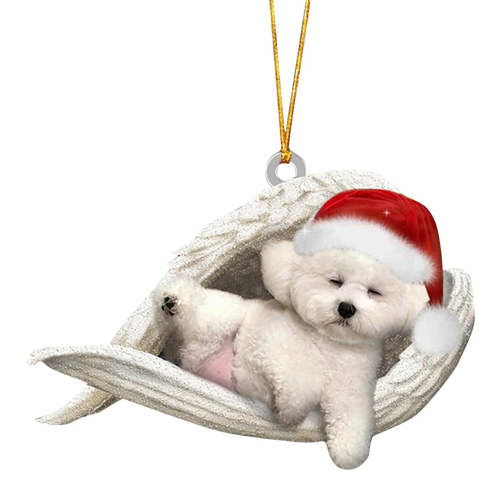 KAQNTUD Car Interior Decoration Shatterproof Acrylic Angel Dog Hanging Ornament for Christmas Tree Wreath Vehicle Interior Shatterproof Christmas Hanging Ornament