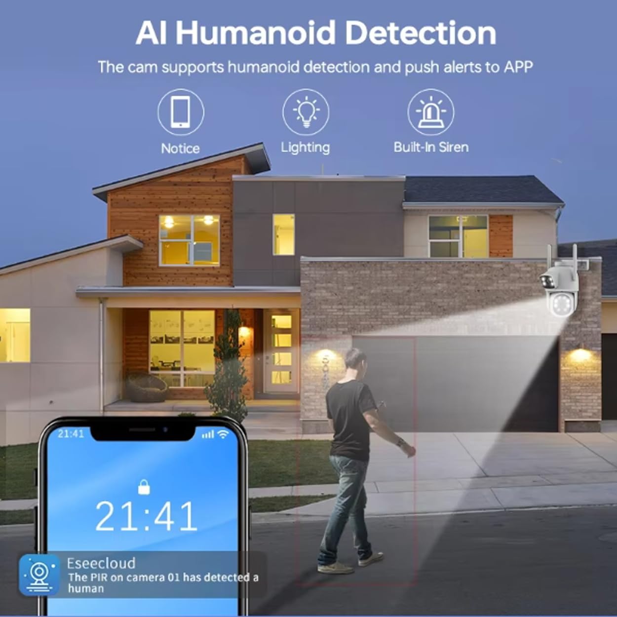 AKAVIG Sistema de cámara de seguridad inalámbrica WiFi de 16 canales de 4 MP con 8 cámaras de doble lente, kit NVR de vigilancia CCTV para interiores y exteriores con visión nocturna a color,
