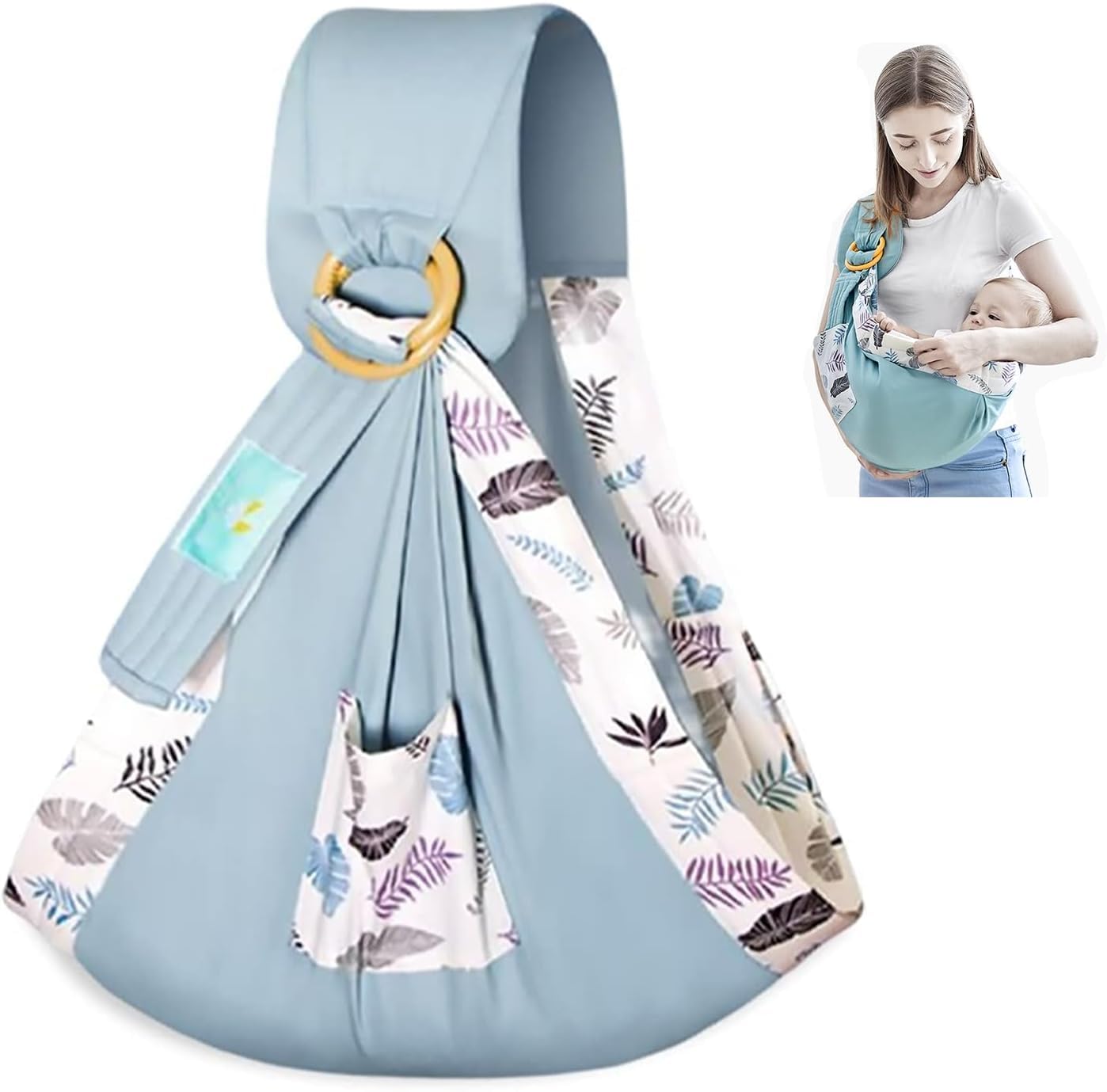 AMPLIN Baby Sling Carrier Newborn, Adjustable Easy Wearing Baby Nursing Warp Sling, New Mom Dad Soft Cotton Infant Front Holder Carrier for Infant Toddler Life Travel Essential Gifts