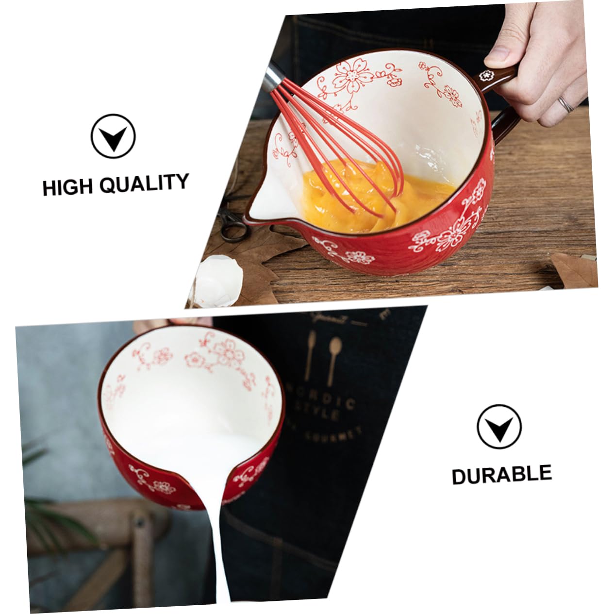 Cabilock Keramik Rührschüssel für Eier, Küchen Schüssel zum Kochen, Rot
