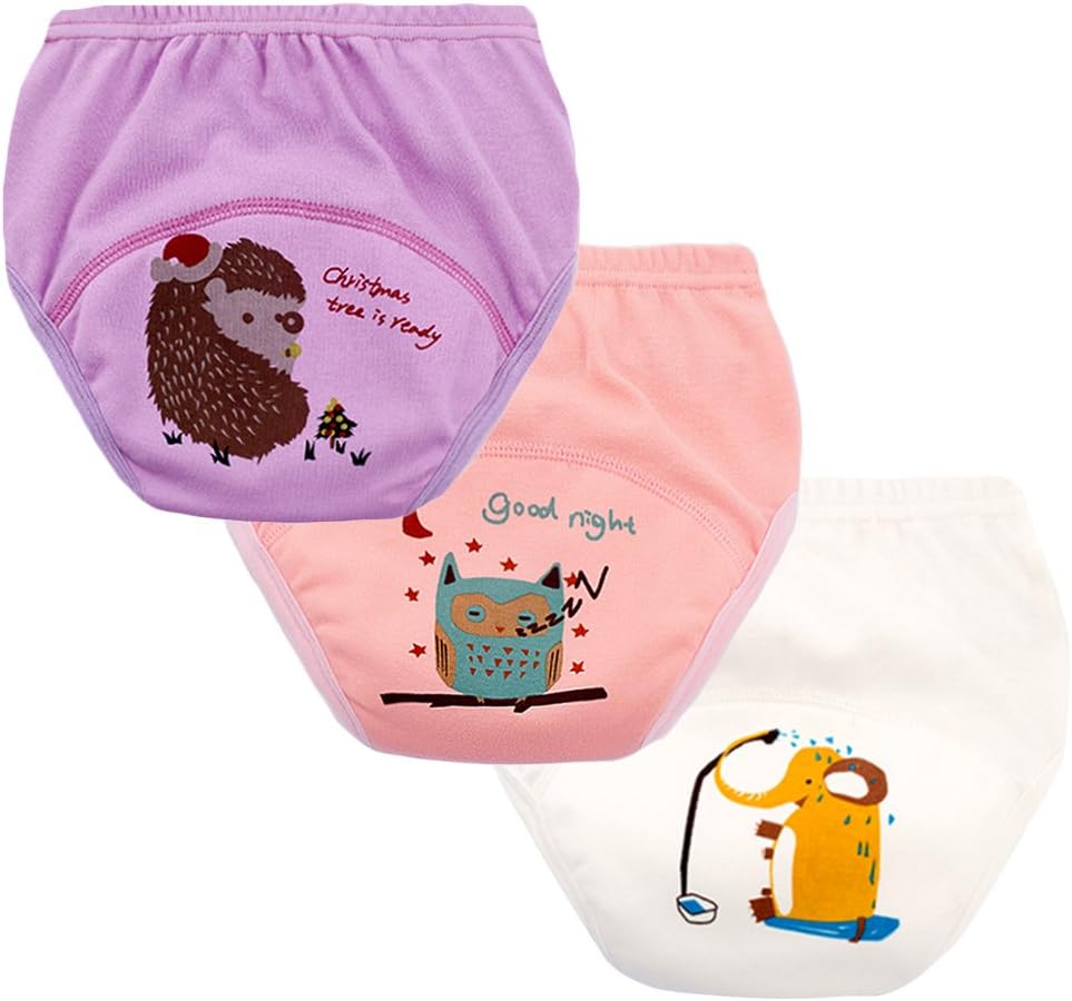 Set of 3 Toddler Girls Reusable Toilet Training Pants Cotton Nappy Underwear, Size 5 Years Girls