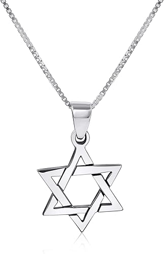 AJDesign Colgante de plata de ley 925 con cadena entrelazada de estrella de David