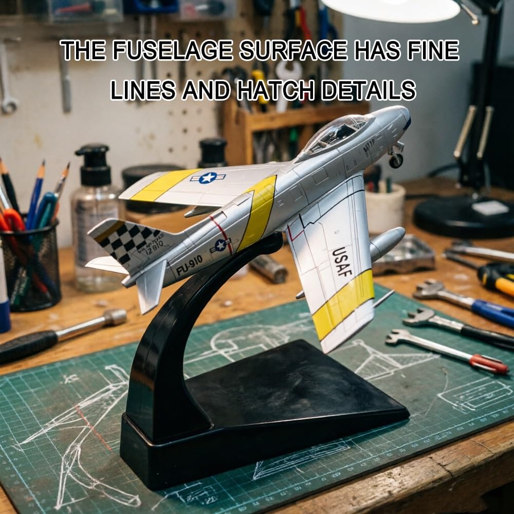 Replica Modello Jet Combattimento F-86 Sabre Scala 1:100 FU-910F86 Modello Display Metallo Pressofuso Pronto L'esposizione Desktop Scaffale Custodia Regalo Appassionati Aviazione For Adulti