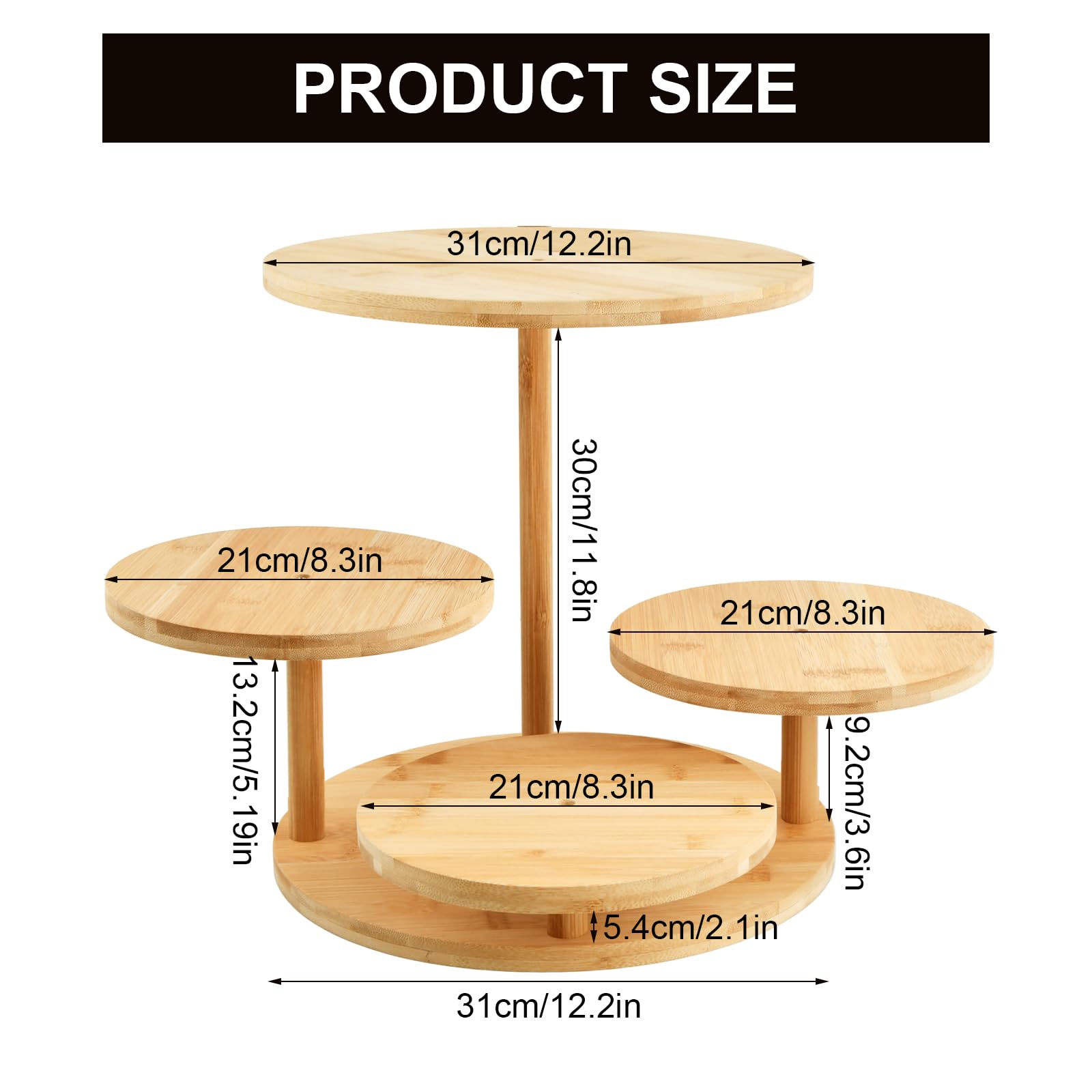 4 Livelli Alzata per Cupcake in Legno, Alzata Per Torte Display Stand, Alzate per Dolci e Frutta, Alzatine per Buffet, Decorazione a Vassoio Gradini, per Feste di Compleanno Baby Shower