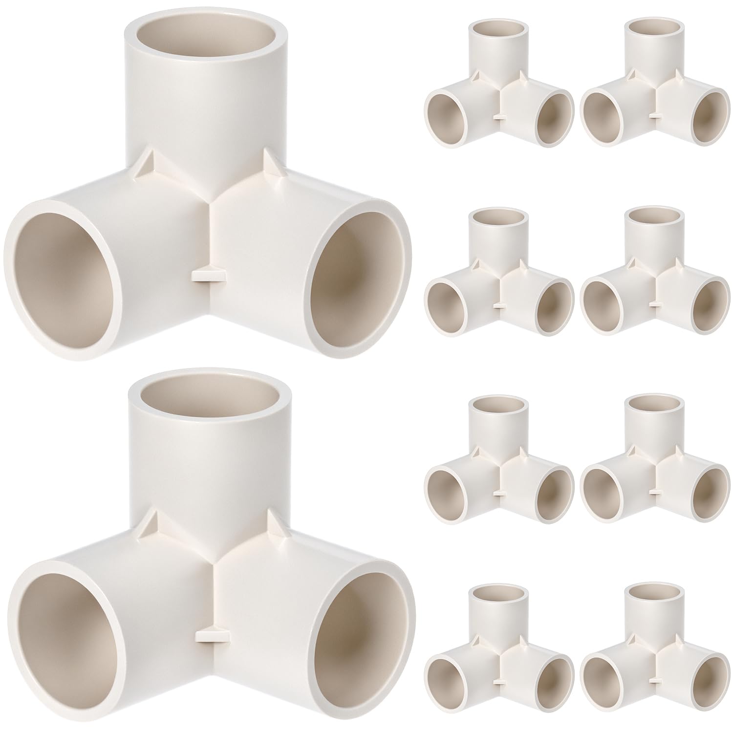 QWORK® 10 Pack 3-Way Pipe Fittings, 25 mm Inner Diameter, PVC Plastic Pipe Corner Connectors, for Greenhouse Frames,White