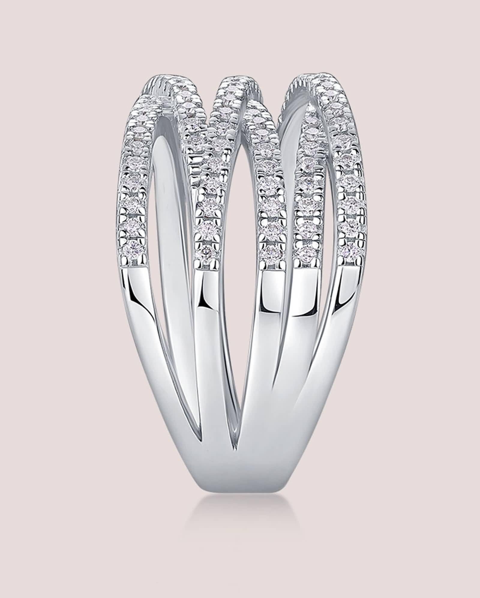 Szerokie, złote pierścionki damskie 750 z kamieniem dla kobiet z moissanit 0,61 ct, pierścionek krzyżowy, obrączka ślubna damska, 9K/14K/18K białe złoto/Pt950 platyna, rozmiar 47 (15,0)-65