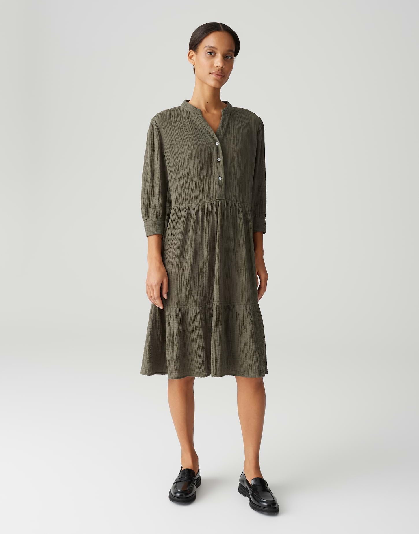 OPUS Damen Minikleid | Volantkleid WOLKA in weich fallender Crash-Optik