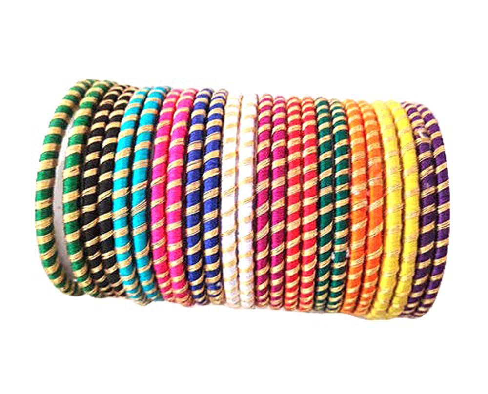 GOELX Festive Offer : Designer Handcrafted Ethnic Silk Thread Multicolor Wrapped Bangles for Women - 2.2 (B07JFHDP2H) Amazon Price History, Amazon Price Tracker