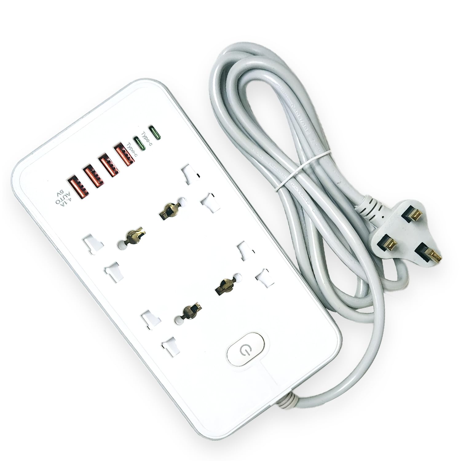 ECASA™ Power Strip with Flat Plug Extension Cord, 6 Outlets 4 USB Ports Outlet Extender with Overload Protection, Flat Plug, Wall Mount for Desktop Charging Station for Home, Office and Dorm Essential