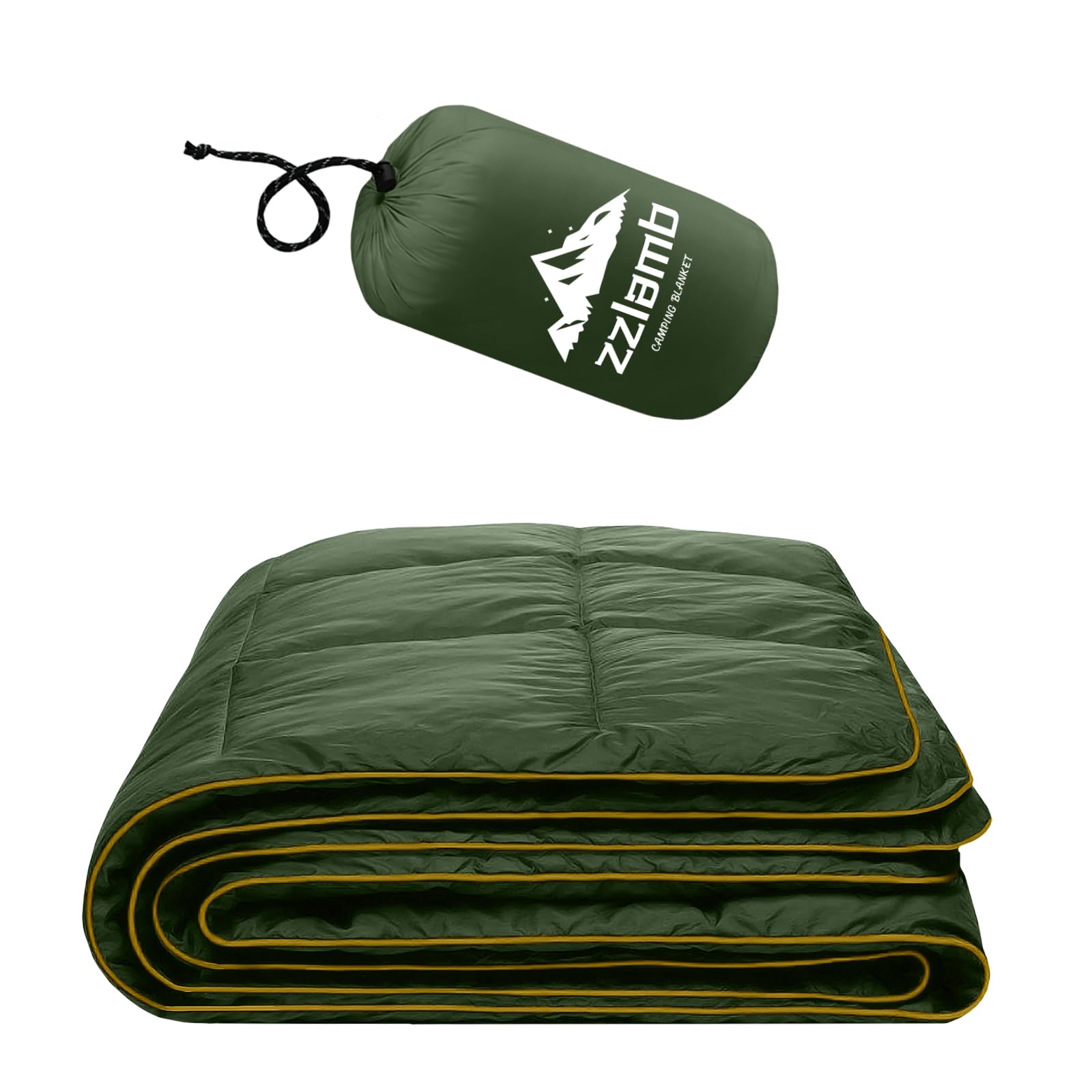 zzlamb Camping Blanket, Compact Lightweight Soft Puffy Blanket Water-Repellent, Packable Warm Quilt Down Alternative Picnic Hiking Backpacking Beach