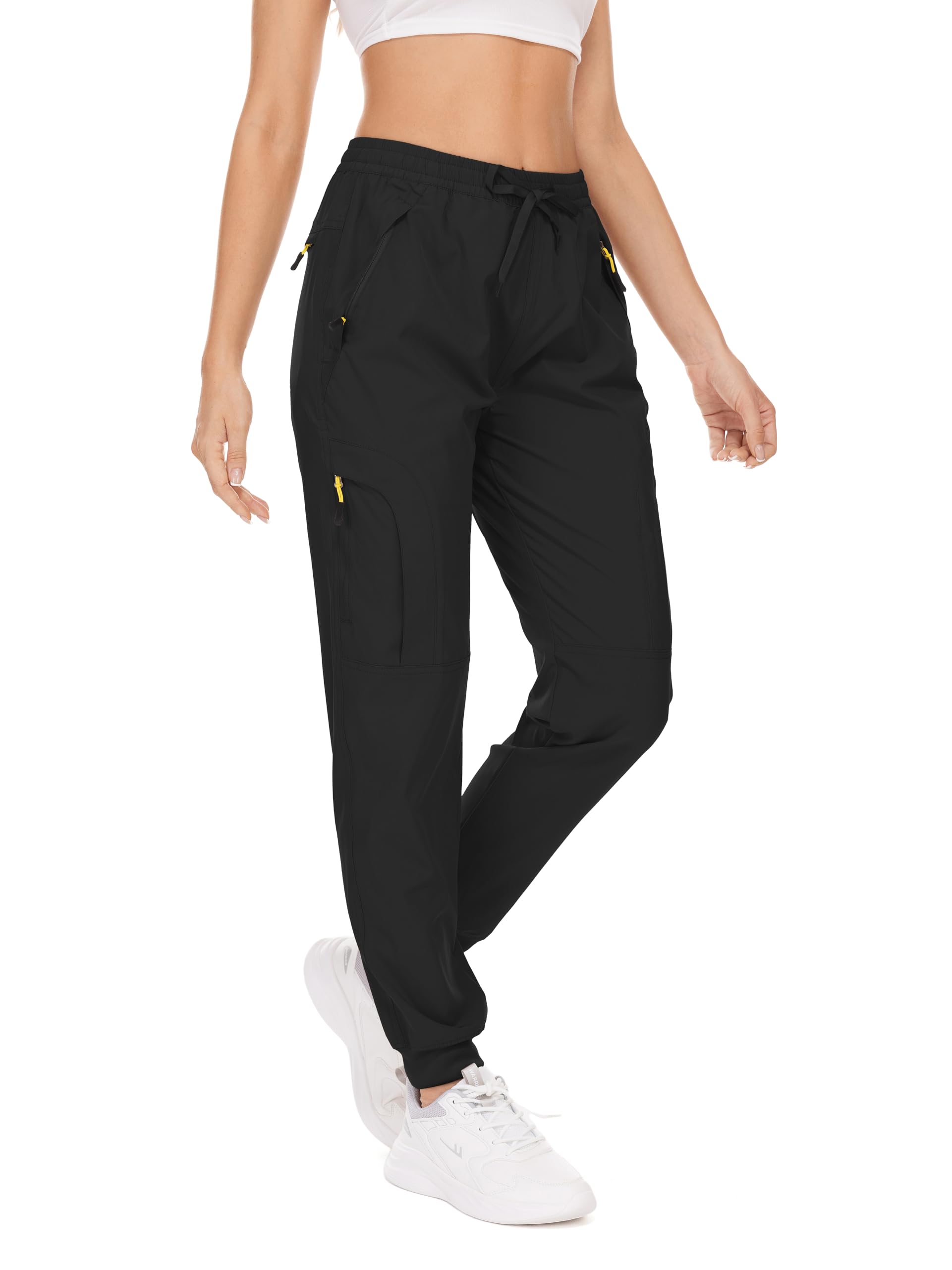 Women's Cargo Joggers Lightweight Quick Dry Hiking Trousers Outdoor Casual Workout Running Walking Pants (2066,Black,XS)