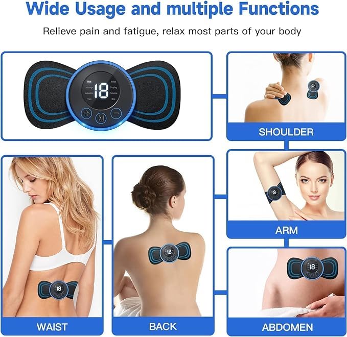 Harshlove Mini Butterfly TENS Massager - 8 Modes, 19 Levels Electric Rechargeable EMS Patch for Shoulder, Neck, Arms, Legs - Portable Pain Relief for Men and Women Harshlove Mini Butterfly TENS Massager - 8 Modes, 19 Levels Electric Rechargeable EMS Patch for Shoulder, Neck, Arms, Legs - Portable Pain Relief for Men and Women