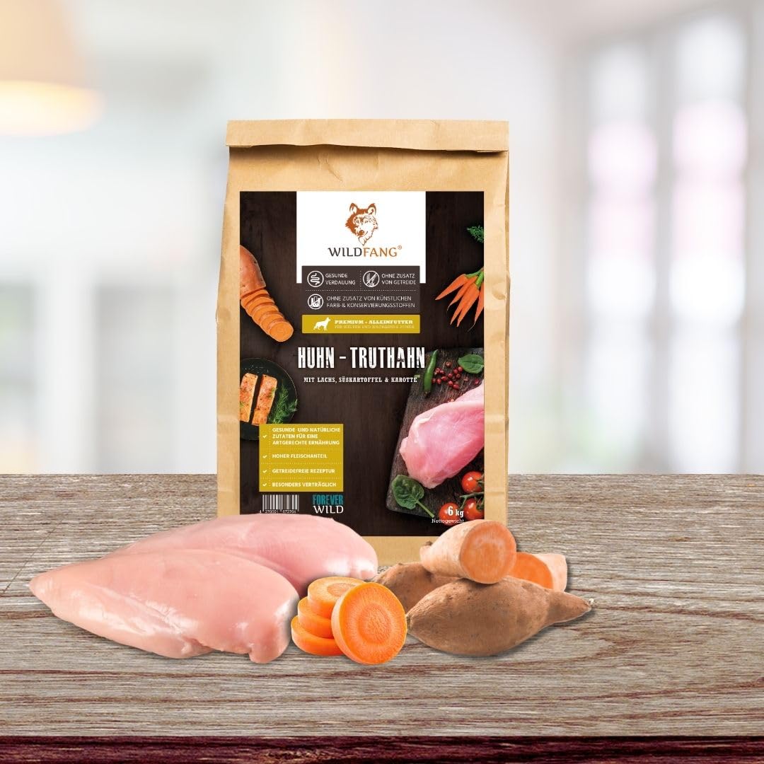 Wildfang® Alimento Seco para Perros 6kg – Pienso Premium con Pollo y Pavo, Sin Cereales ni Gluten, con Ingredientes Naturales, Sin Azúcar Añadido Comida para Cachorros y Perros Pequeños – Paquete de 1