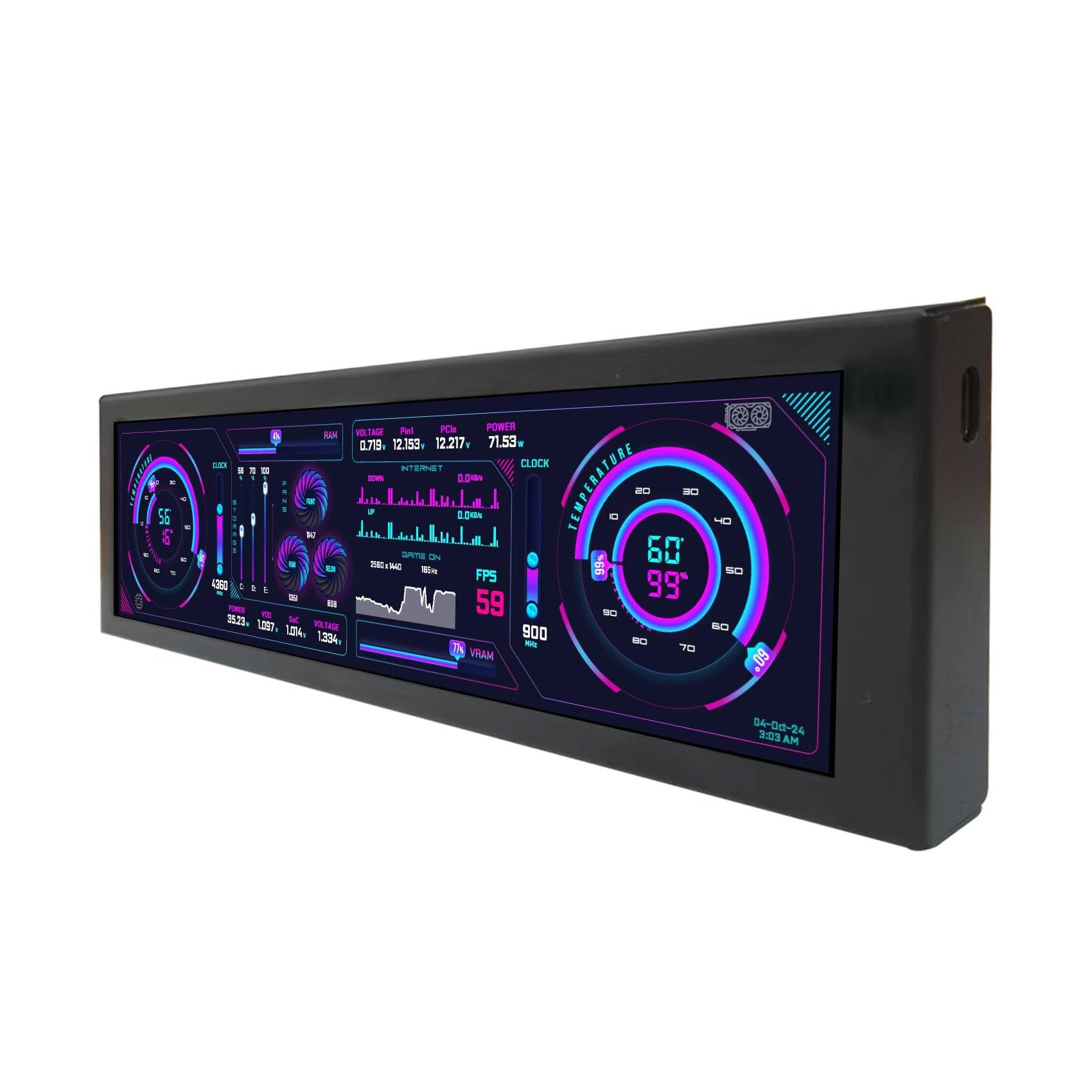 VSDISPLAY Monitor LCD Negro IPS de 9,16 Pulgadas 462 x 1920 | para carcasa de PC, CPU de bricolaje, pantalla y tema de computadora