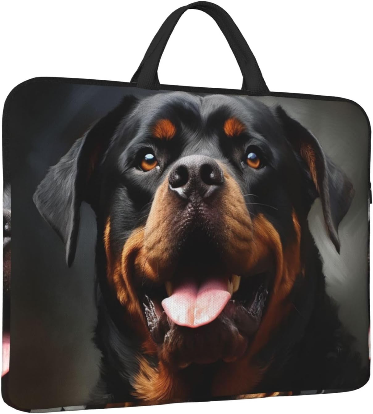 Cool Rottweiler Dog Art Laptop Sleeve Bag Lightweight Waterproof Laptop Bag Shockproof Soft Carrying Case Tablet Travel Cover With Handle For 13-14 Inch Notebook image 2