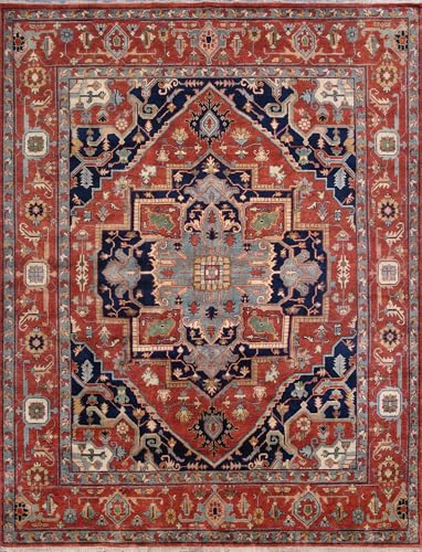 Pasargad Home Serapi Collection Hand-Knotted, Rust Color, Wool Area Rug- 12' 1'' X 15' 0''