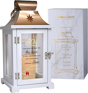 50th Wedding Anniversary Lantern, Best 50th Anniversary Wedding Gifts for Couple Parents Wife Husband Golden 50 Years of Marriage for Him He - Unique 50th Wedding Anniversary Gift Ideas