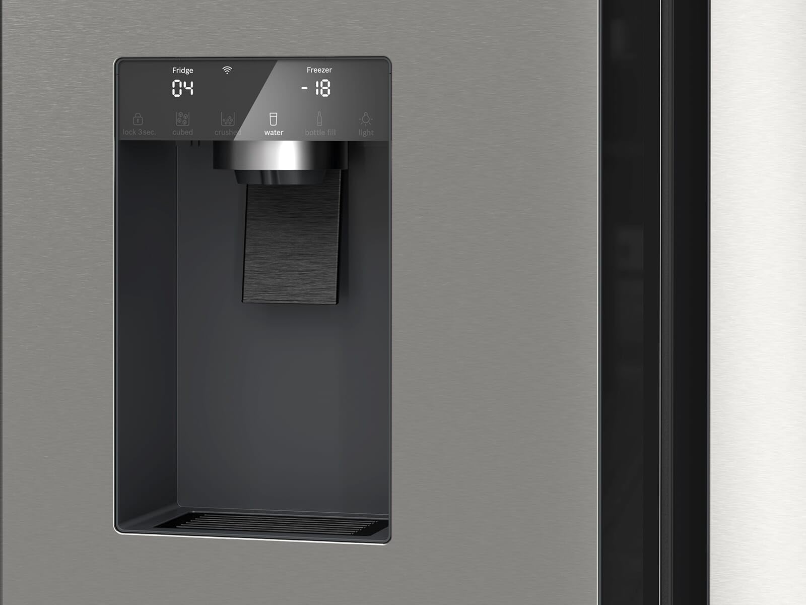 Bosch KFI96APEA, serie 6, frigorifero Smarter French Door, 183 x 90,5 cm, raffreddamento da 375 l + congelatore da 199 l, noFrost, dispenser per ghiaccio e acqua, Big Box, VitaFresh XXL 0º,