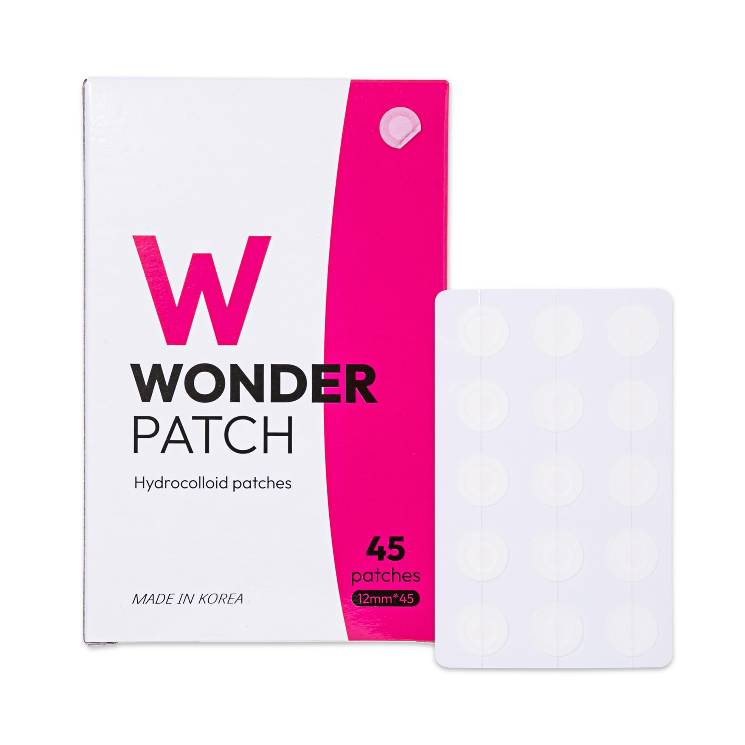 WONDER PATCH Korean Acne Pimple Patch | Invisible Hydrocolloid spot Treatment for Day & Night | K-Beauty Skin Care (45 Count)
