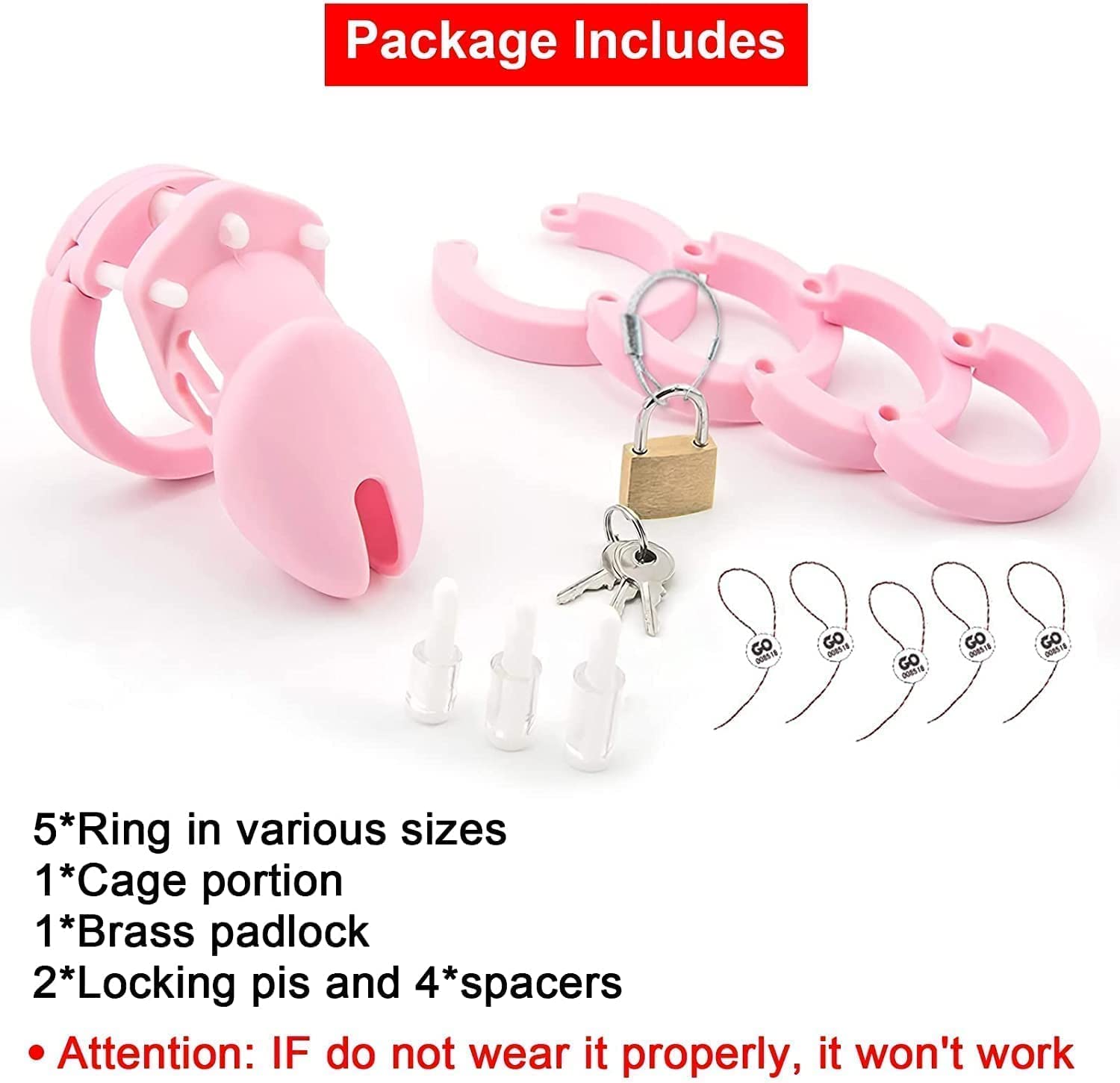 Gabbia di castità in silicone per uomo Gioco di sesso traspirante Cintura di castità maschile Dispositivo di castità giocattolo del sesso leggero (Rosa)