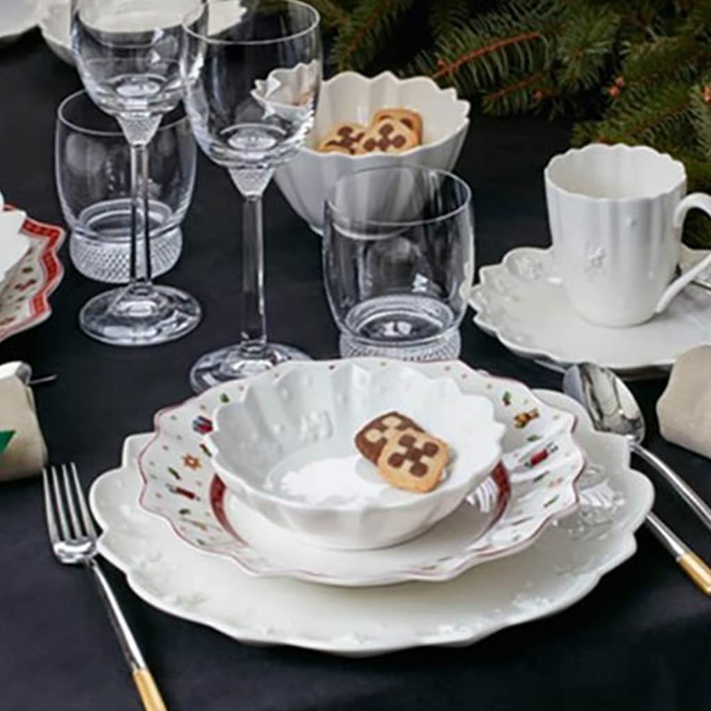 Villeroy & Boch Toy's Delight Royal Classic Kleine Schalen 6er Set, 16 cm, Servierschalen mit weihnachtlichem Relief, Premium Porzellan, Weiß