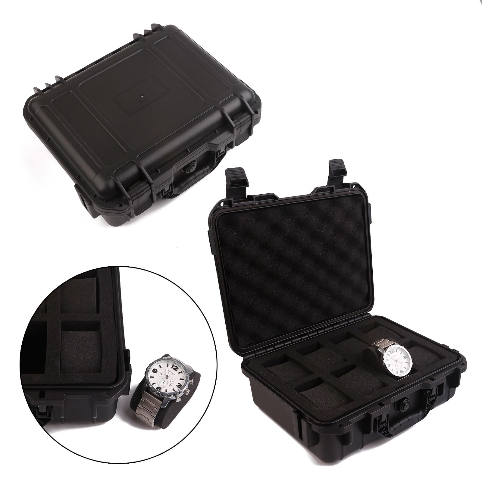 8 Slots Kunststoff Aufbewahrungskoffer Tragbare Reise Uhrengehäuse Handgefertigte Display Box Zubehör Organizer Boxen für Männer Frauen Stoßfeste Uhrenbox