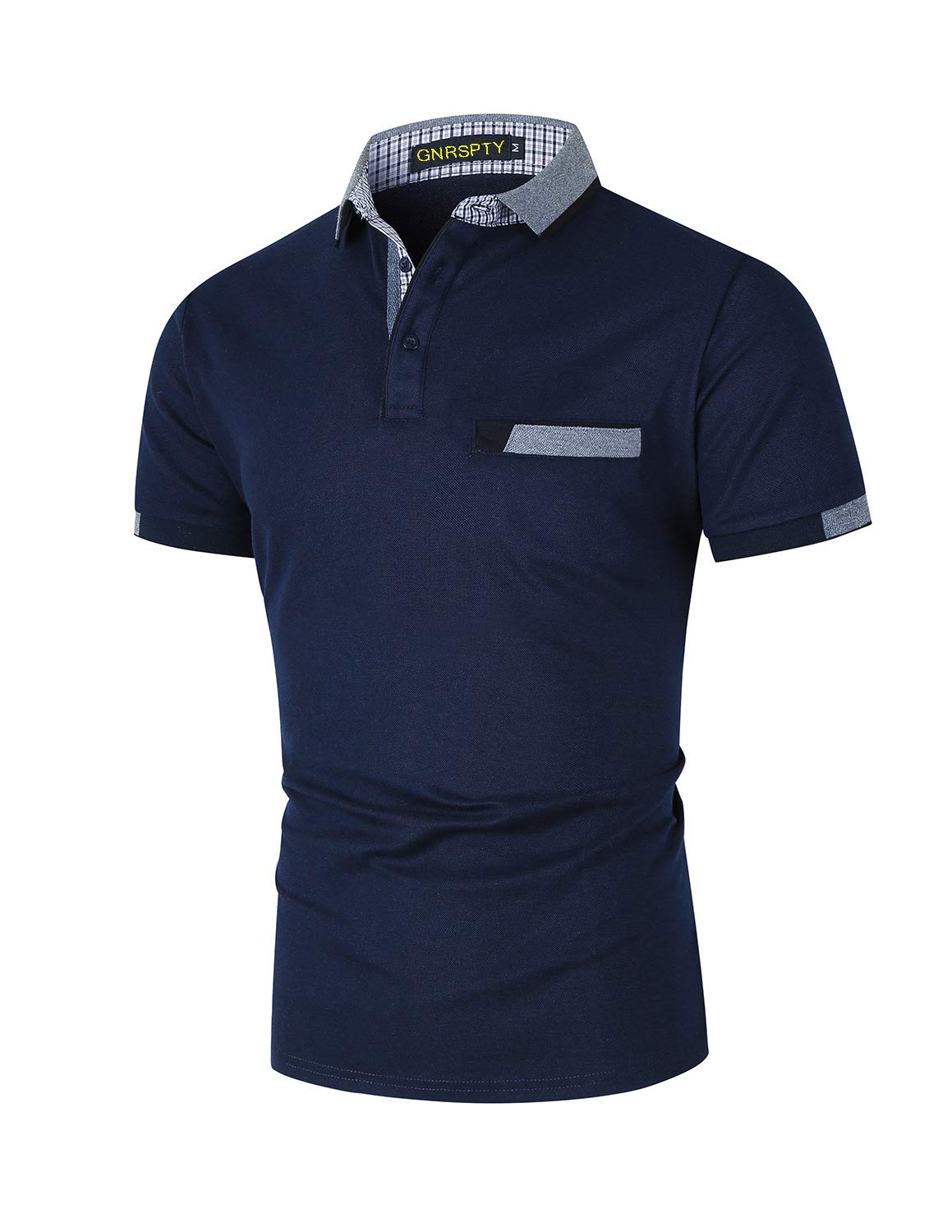 GNRSPTY Herren Poloshirts Kurzarm Baumwolle Polo Shirts Männer Slim Fit Polohemd Golf Farbe Nähen T-Shirt M-3XL