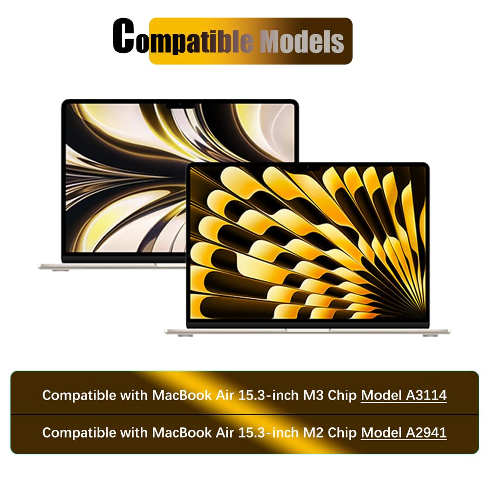 GPXIIZ Hoes Compatibel met 2026 MacBook Air 15 inch M5 M4 M3 M2 Beschermhoes 2025-2023 Release A3448 A3241 A3114 A2941, Ultradunne Hard Shell Case Cover 15,3, Kristal Transparant