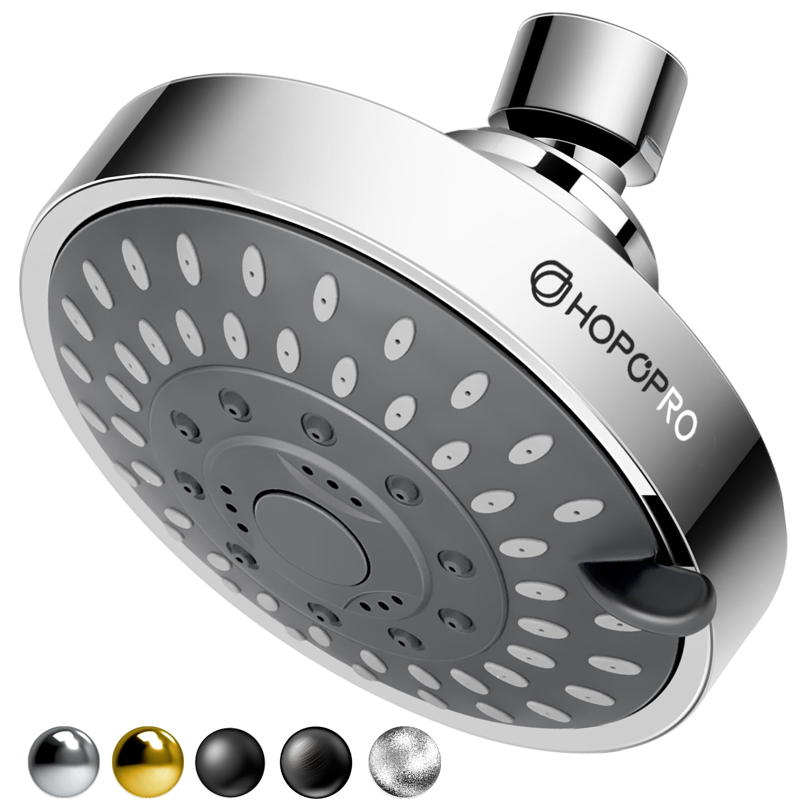 HOPOPRO 5-Mode High Pressure Shower Head - The Washington Post, NBC News, Today TV Show Recommended - High Flow Fixed Showerheads (4 Inch Chrome)HOPOPRO 5-Mode High Pressure Shower Head -…