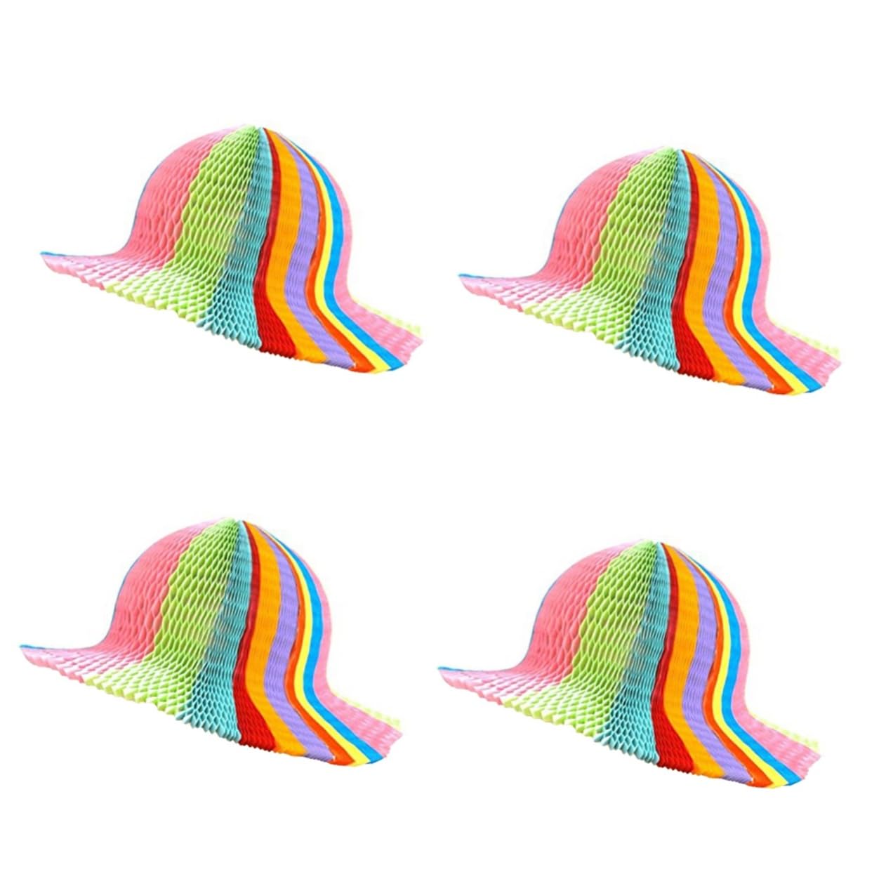 LABRIMP 4er Set Bunte Papierhüte - Faltbare Vase-Hüte Für Partys