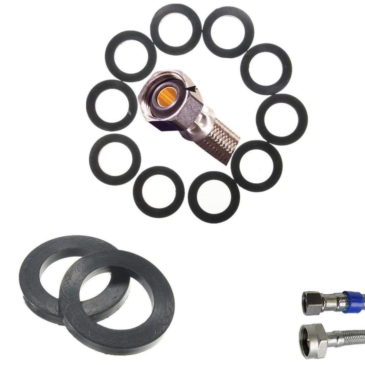 DIY Crafts HARDWARE Pipe Tape Repair Work 3/4Inch Rubber Faucet Washer Faucet Leakproof Seal Do it Your Self Items (Pack of 15 Pcs, Black Rubber Seal)