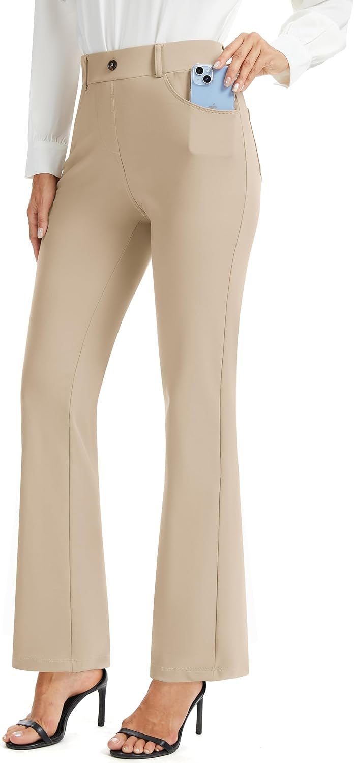 M MOTEEPI Yoga Dress Pants for Women 31''/29''/33'' High Waisted Pull on Work Pants Business Slacks