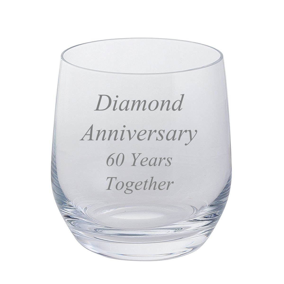 2 Diamond Anniversary 60 Years Together Pair of Dartington Tumblers Brandy Glasses