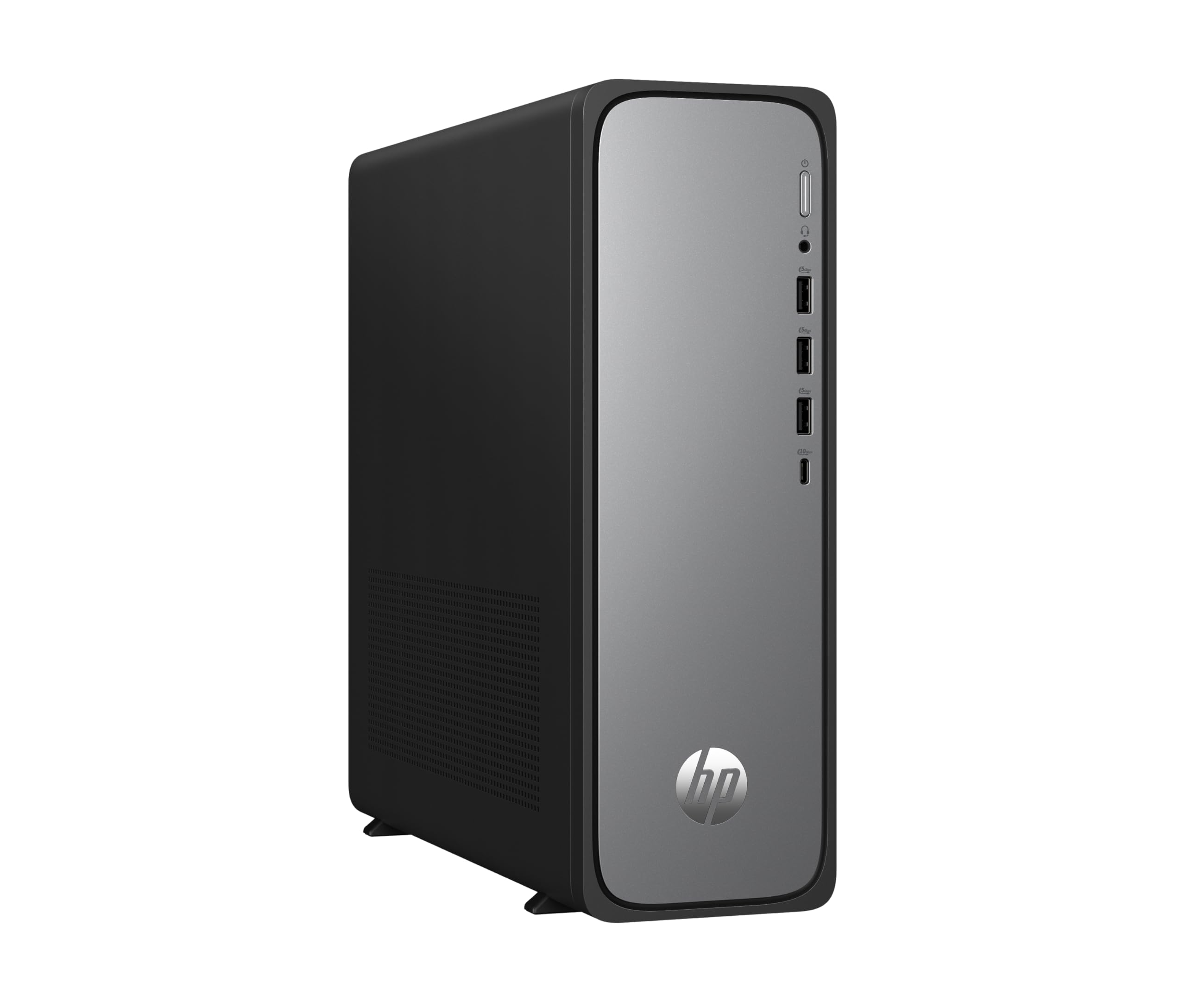 HP OmniDesk Slim Desktop S03-0230ng, processore Intel 300, 8 GB DDR5 RAM, SSD PCIe Gen4 da 512 GB, Intel UHD Graphics 710, Windows 11 Home, Wi-Fi 6, USB Type-C, Meteor Silver/Jack Black