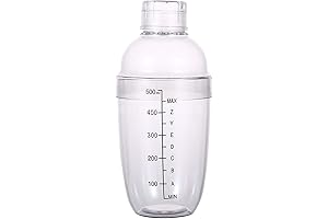 1Pc Plastic Cocktail Shaker with Scale and Strainer Top