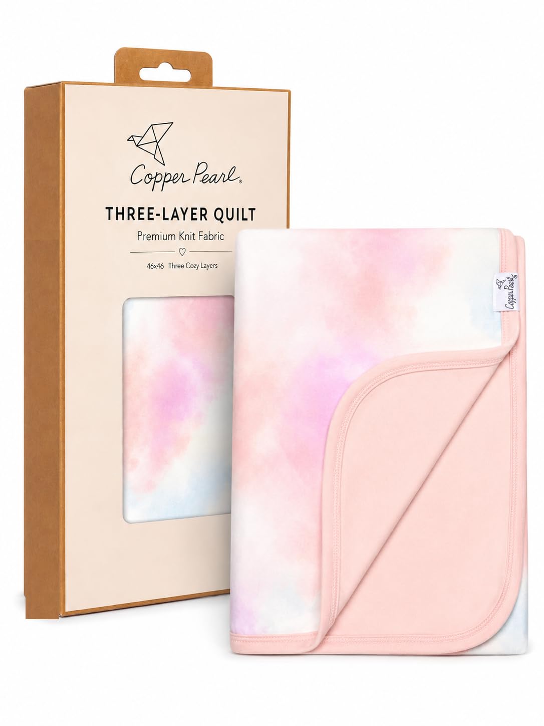 Copper Pearl Three-Layer Baby Blanket: Soft Baby Quilts for Boys and Girls | Breathable, Cozy, Toddler Blanket | Baby Quilt for Newborns | 46x46 Premium Polyester/Rayon | Nova
