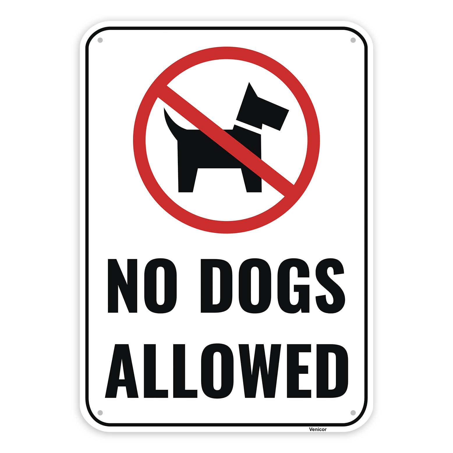 No Dogs Allowed Aluminum Sign, Business No Pets Notice Plaque, 12x8 Inch