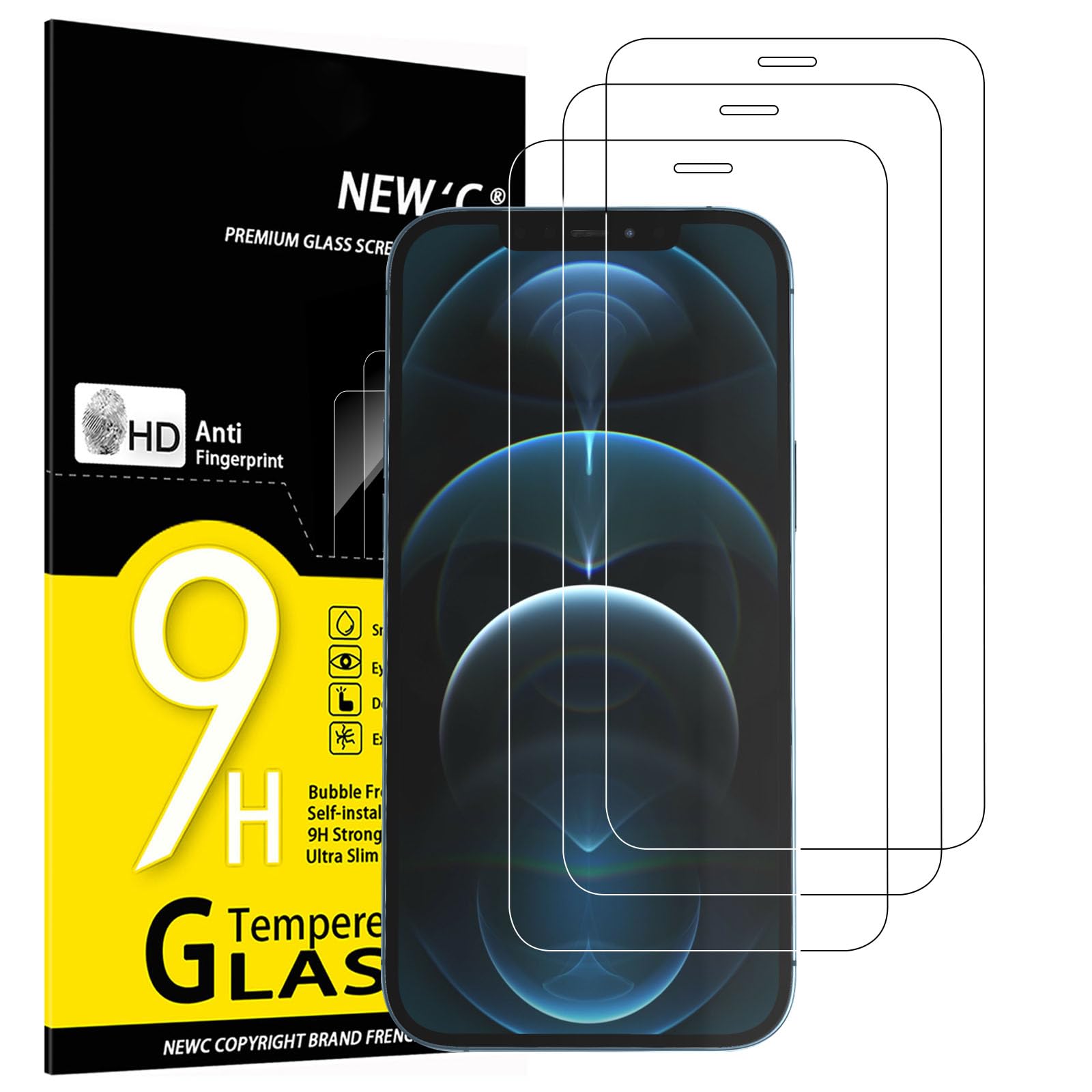 Kesuwe [3 Pezzi] Vetro Temperato Per IPhone 12 Pro Max - Durezza 9H, Anti Graffio, Anti Impronte, Facile Installazione, Senza Bolle