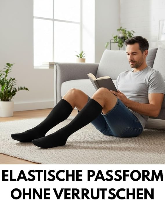 sockenkauf24 Knee Socks for Men and Women (4 or 8 Pairs) with Comfort Waistband Cotton