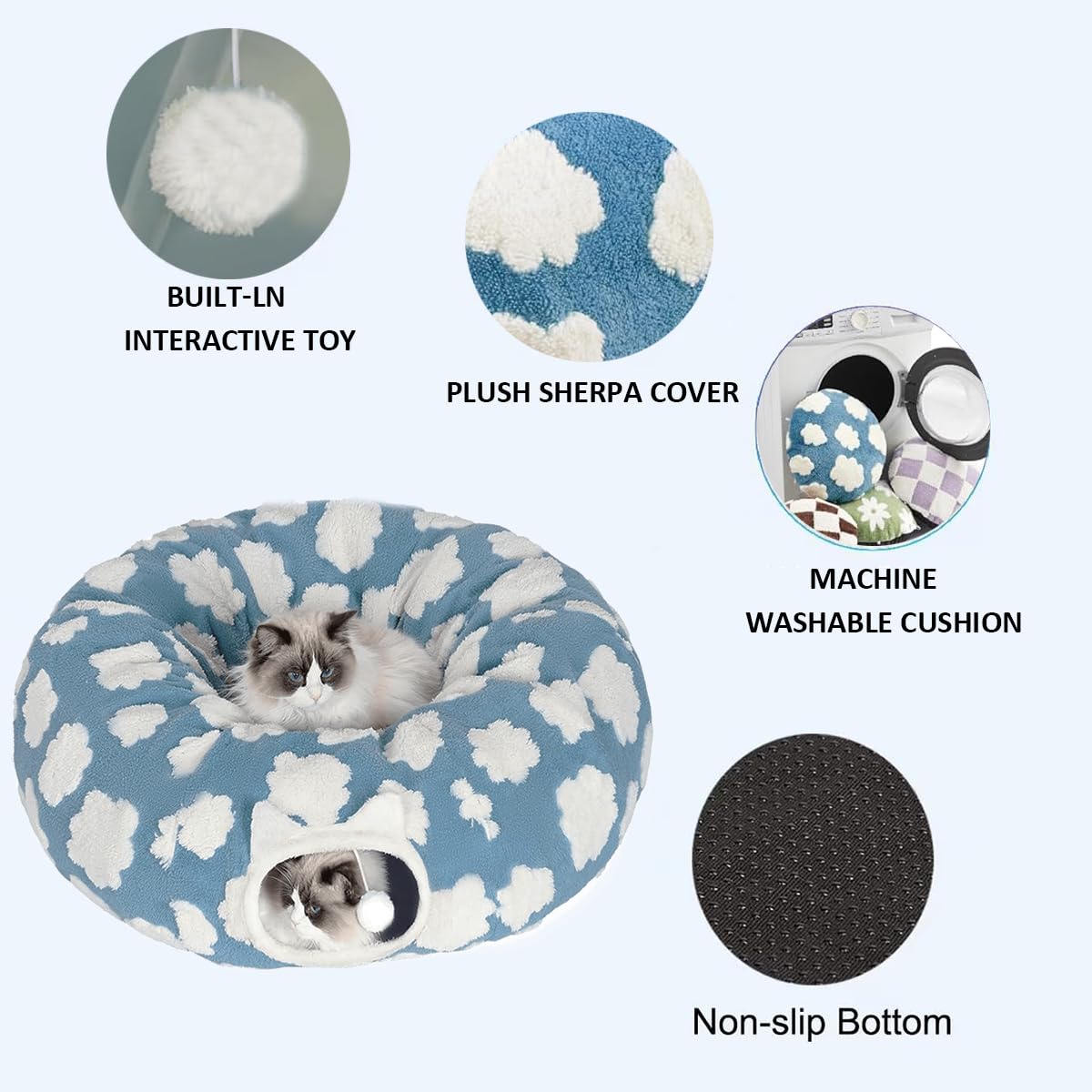 ERNAN Cat Tunnel Bed for Indoor Cats - Image 3