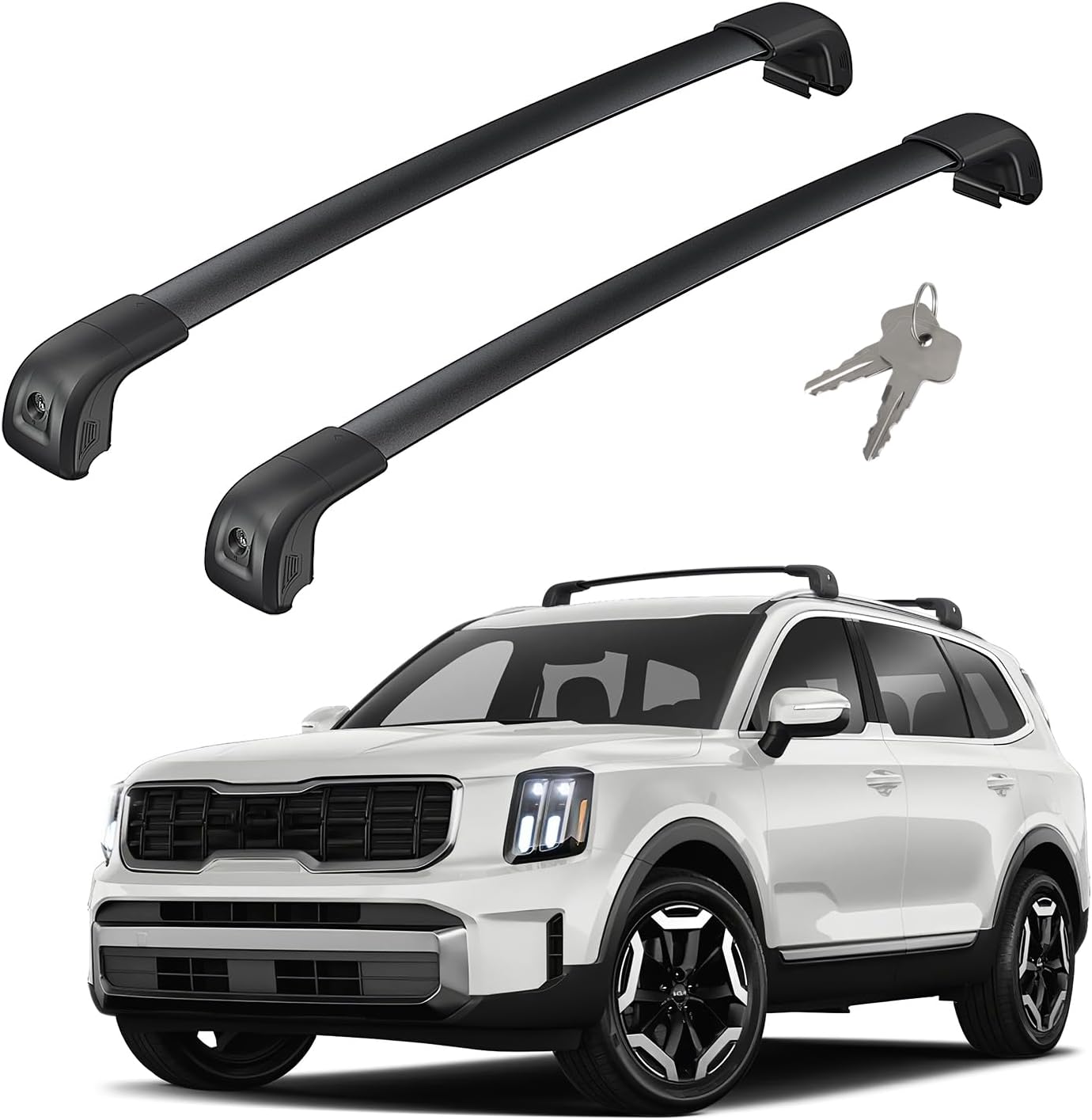 Car Roof Rack Cross Bars Compatible with KIA Telluride LX/EX/S/SX/SX-Prestige 2019-2025 with Lock, Aluminum Cross Bar for Rooftop Cargo Carrier Luggage Kayak Canoe Bike Snowboard D-Compatible with Telluride LX/EX/S/SX/SX-Prestige