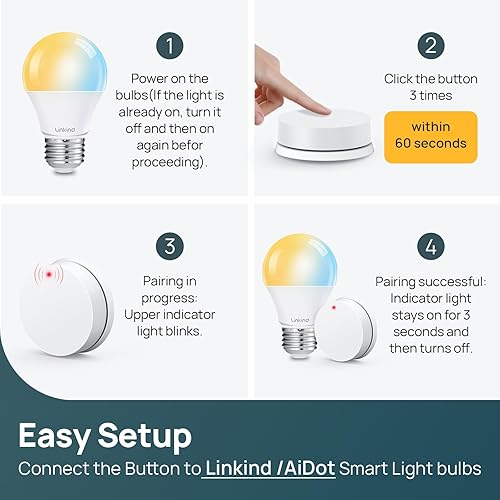 Miniatura 9 de Linkind Matter - Bombilla inteligente, bombillas inteligentes WiFi con control remoto, bombilla inteligente funciona con Apple Home, Alexa, Google