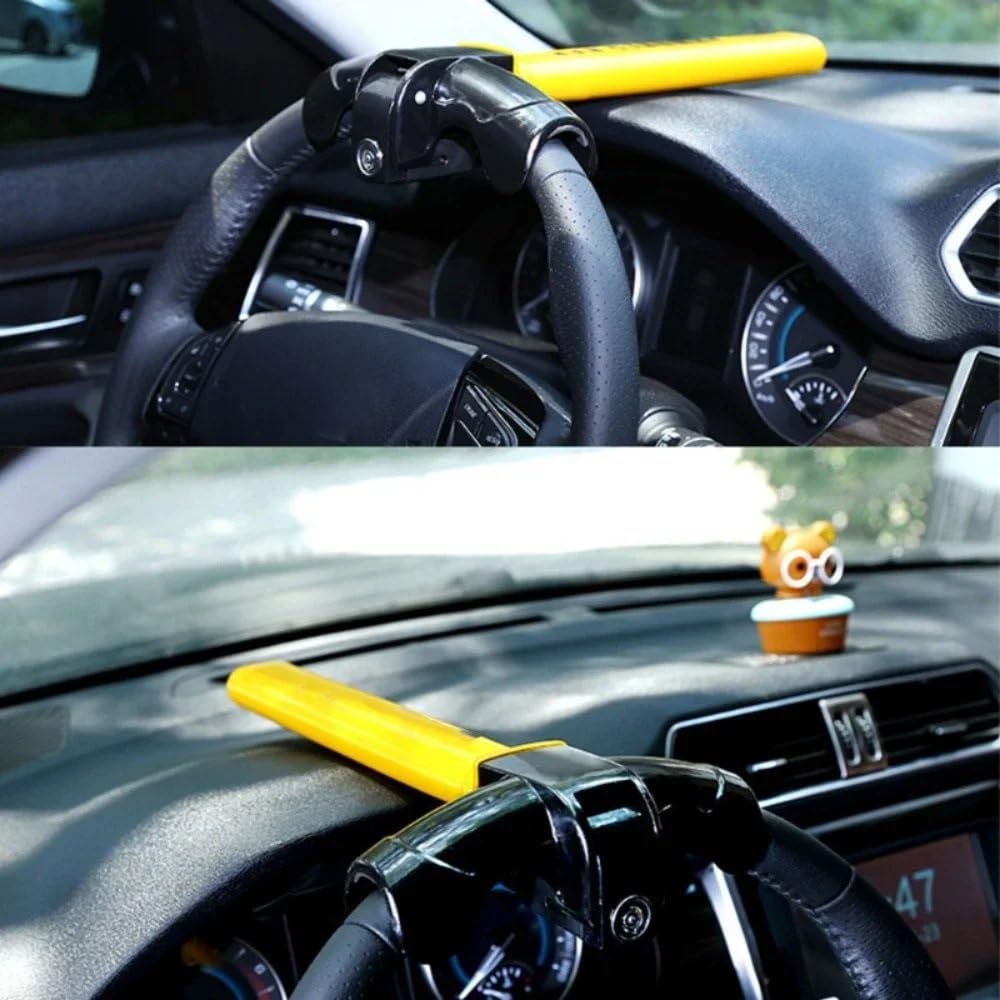 Antivols de voiture Serrure rotative de sécurité antivol en acier inoxydable, robuste, pour volant de voiture