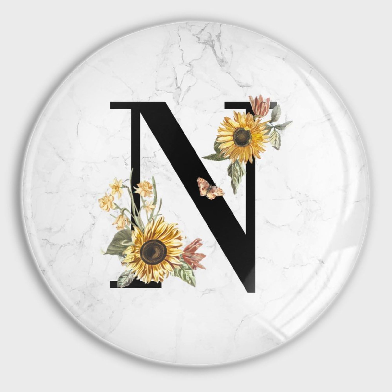 Aimants en verre lettre N cadeau déco monogramme tournesol pour la maison