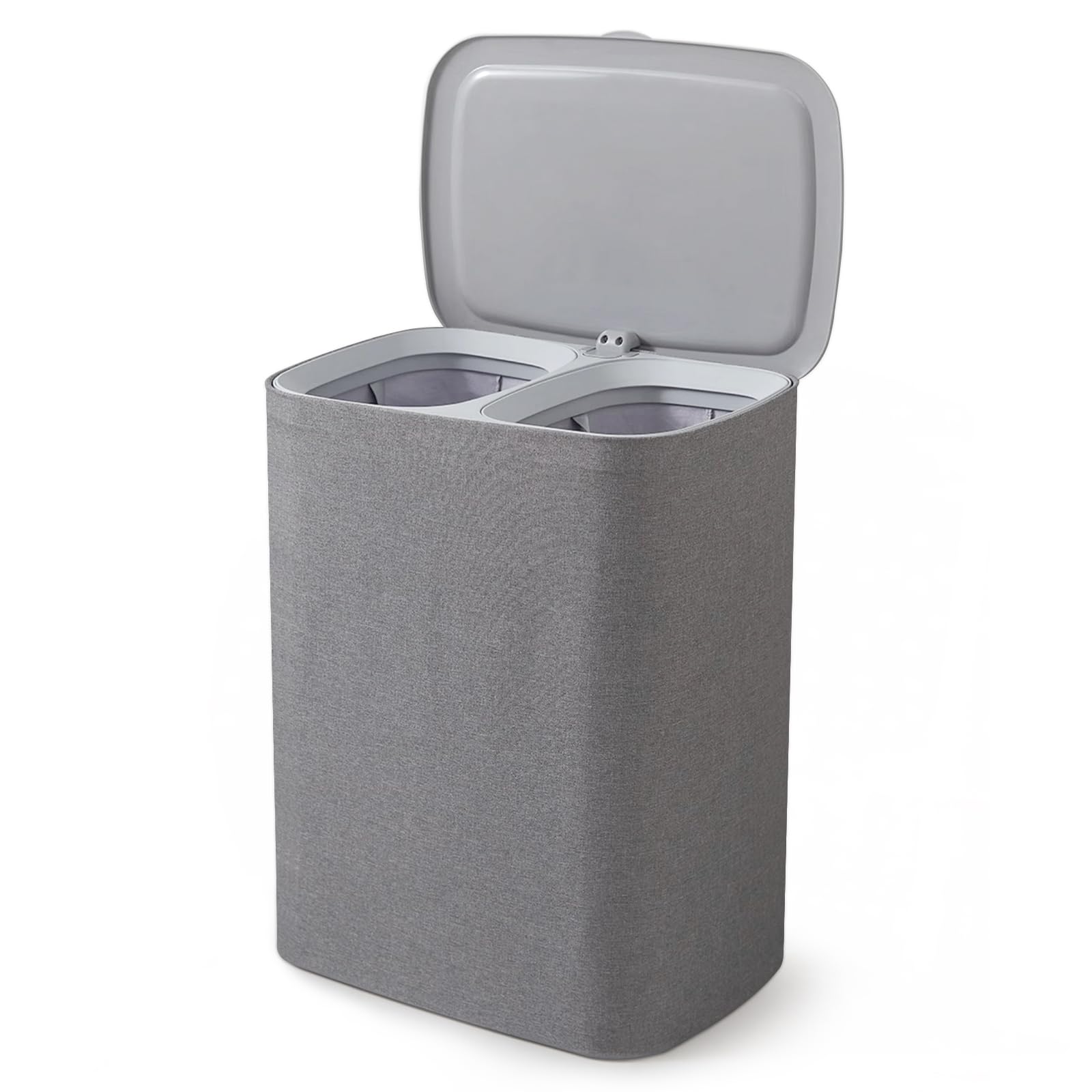 2-Section Laundry Hamper with Lid Removable Bags Foldable Clothes Sorter Organizer for Bedroom Bathroom 600D Oxford Fabric Storage