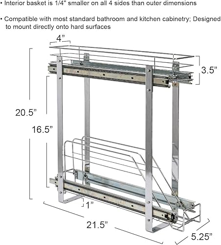 Miniatura 4 de Household Essentials C21221-1 Glidez - Organizador deslizante de 2 niveles, 11.5 pulgadas de ancho, cromado