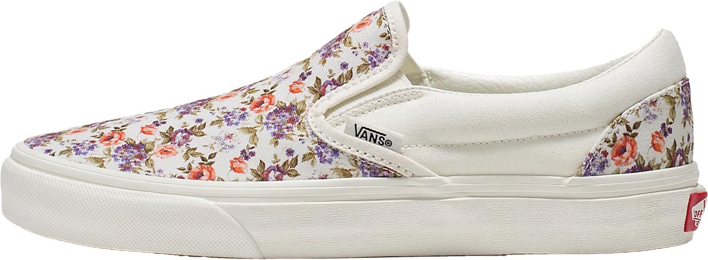 Vans El zapato unisex que lo inició todo. El icónico zapato clásico sin cordones lo mantiene sencillo, Malvavisco floral vintage, 6.5 Women/5 Men