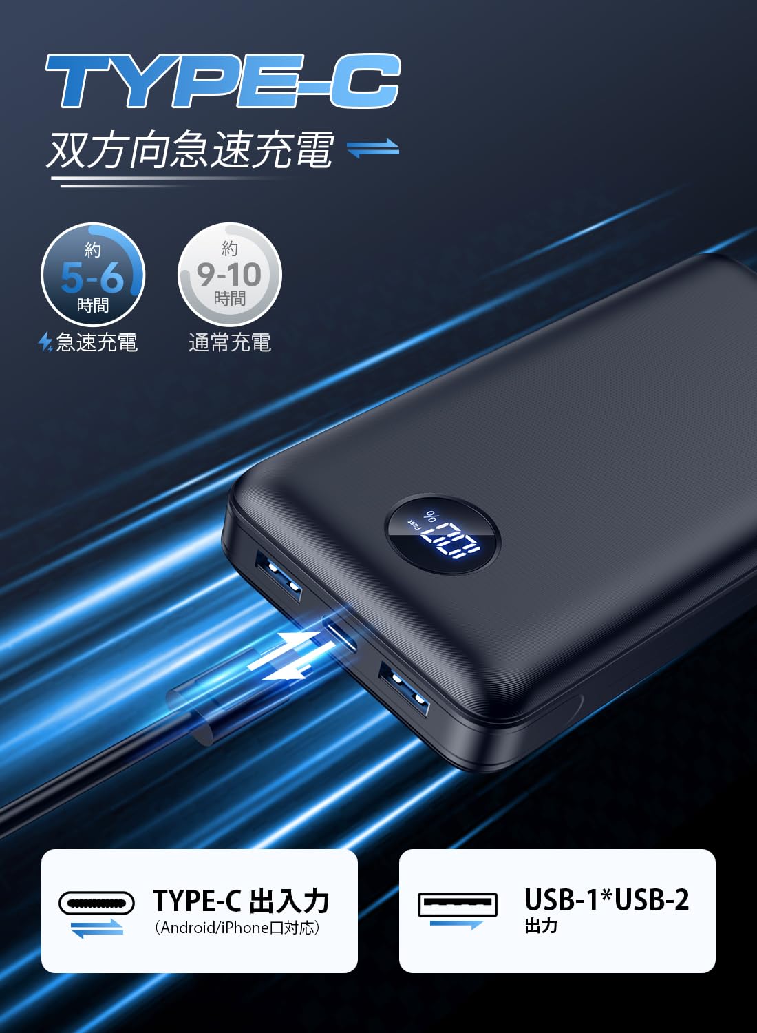 【大容量モバイルバッテリー 】40000mAh 急速充電 スマホ充電器 楽天市場】モバイルバッテリー 大容量 軽量 40000mAh 6台同時充電 22.5