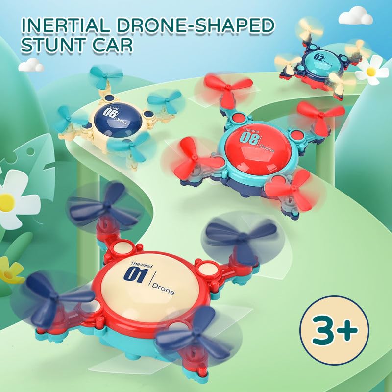 Image of SHAKTISM Toy Drone Stunt Car with Moving Fans, Inertial Friction Power Vehicle, Interactive Kids Toy, Random Colour - 1Pc