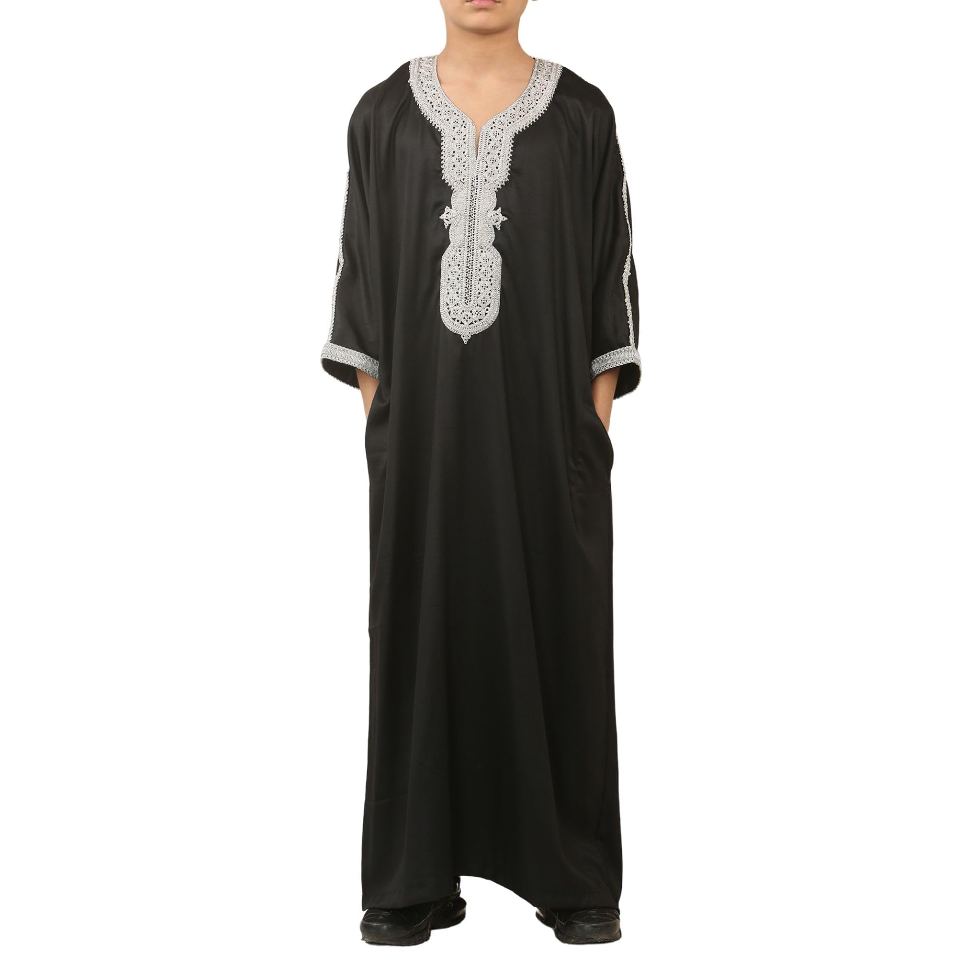 Arabic Thobes Boys Moroccan Thobe Jubba Robe Eid Djellaba Gandoura Black 12-13 Years